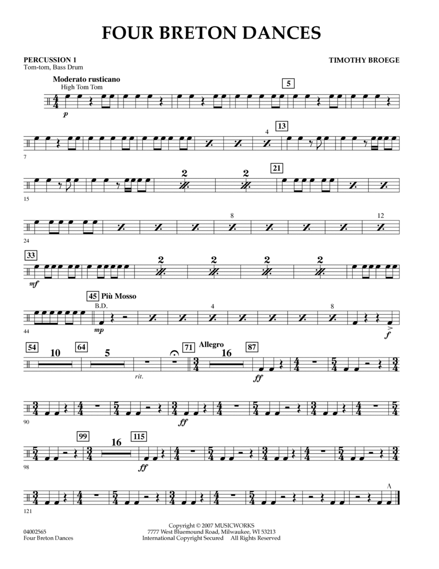 Four Breton Dances - Percussion 1 Percussion scores gallery preview page 1