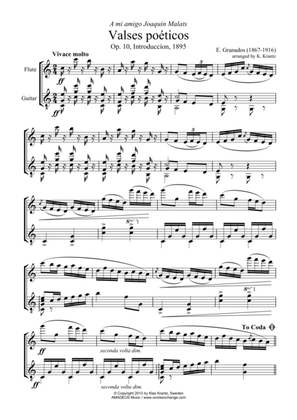 Valses poeticos Op. 10, (Intro, #1, 2, 7 and finale) for flute and guitar