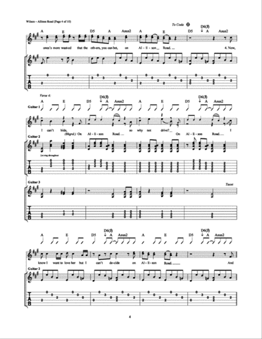 Allison Road Allison Road Electric Guitar scores gallery preview page 4