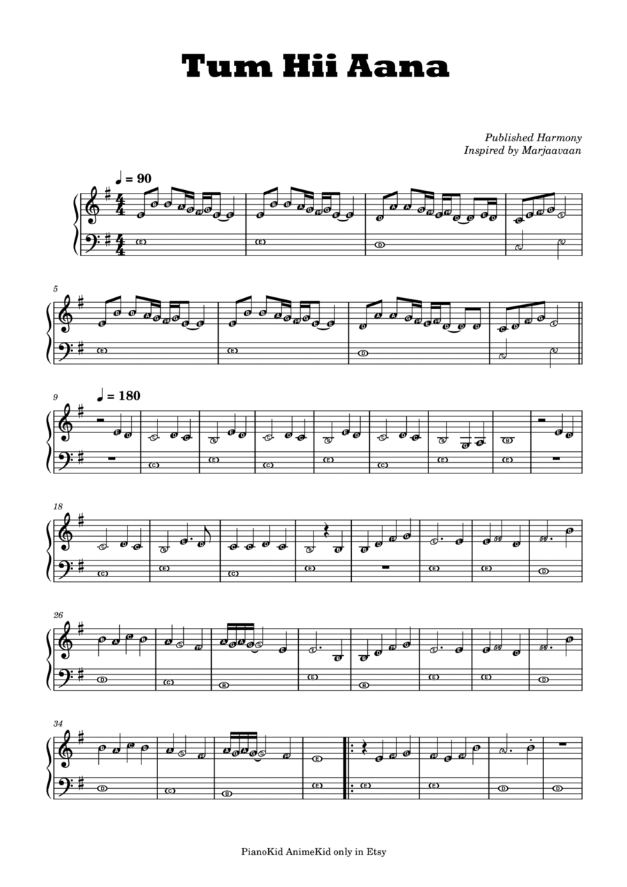 Tum Hii Aana Easy Piano scores gallery preview page 1
