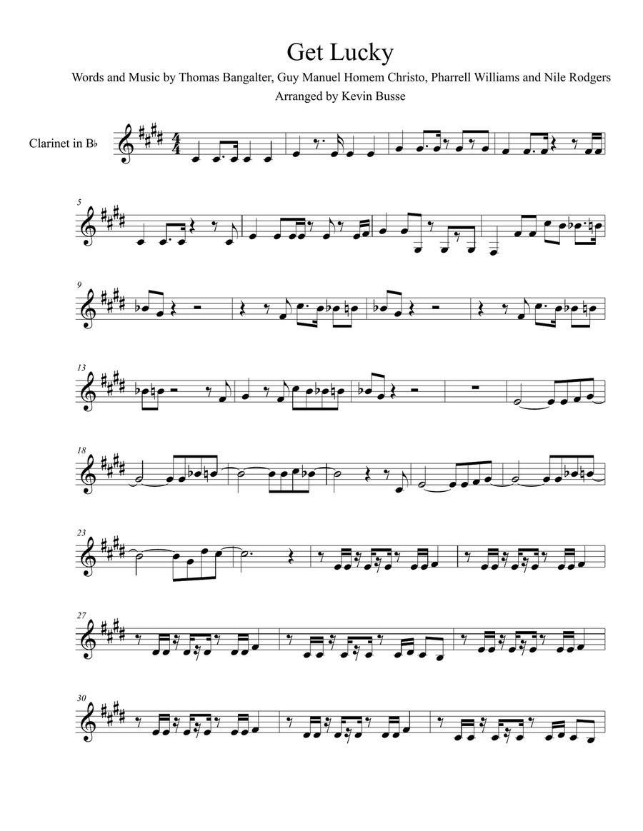 Get Lucky Clarinet Solo scores gallery preview page 1
