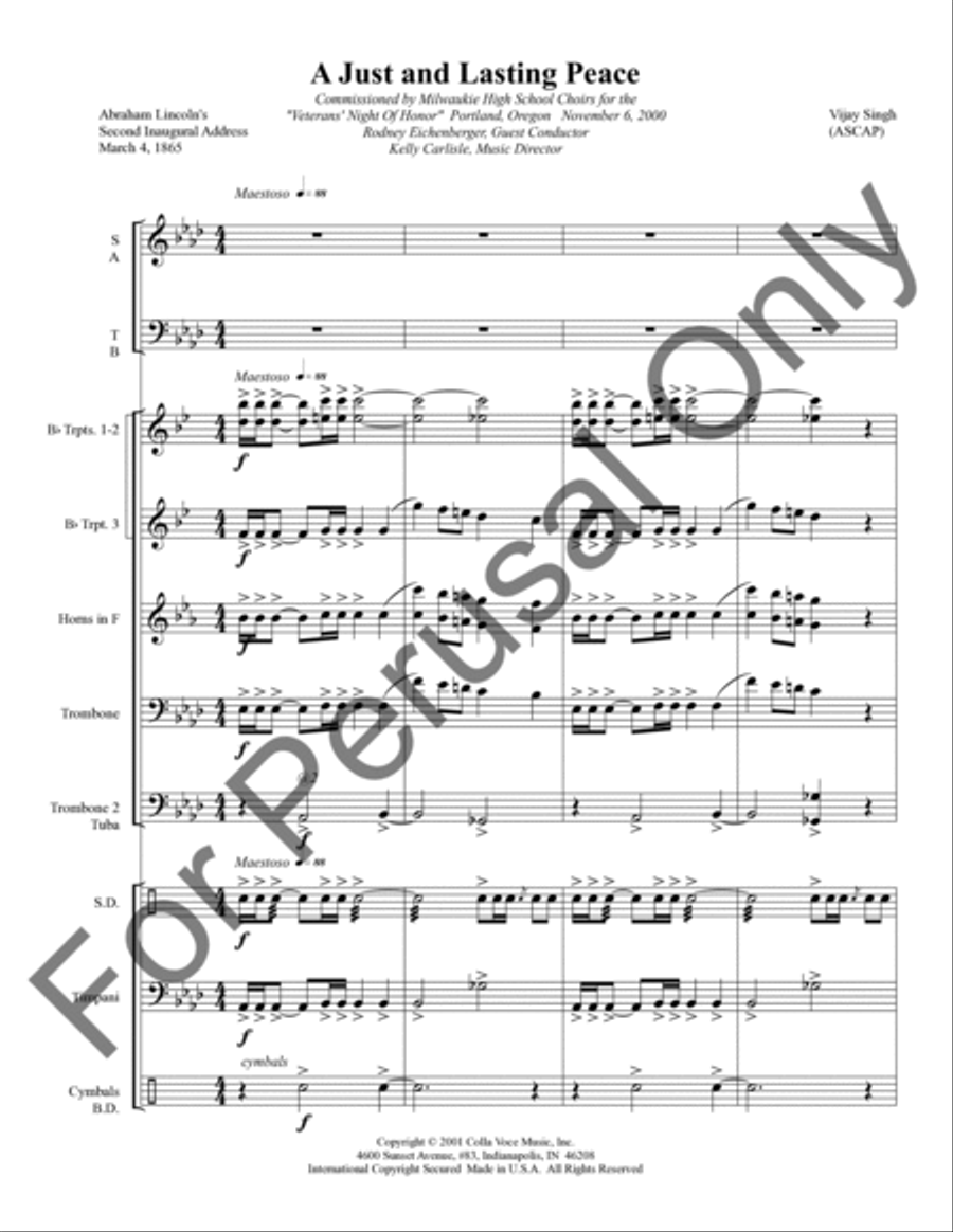 A Just And Lasting Peace (Brass and Percussion Score/Parts) Choir scores gallery preview page 2