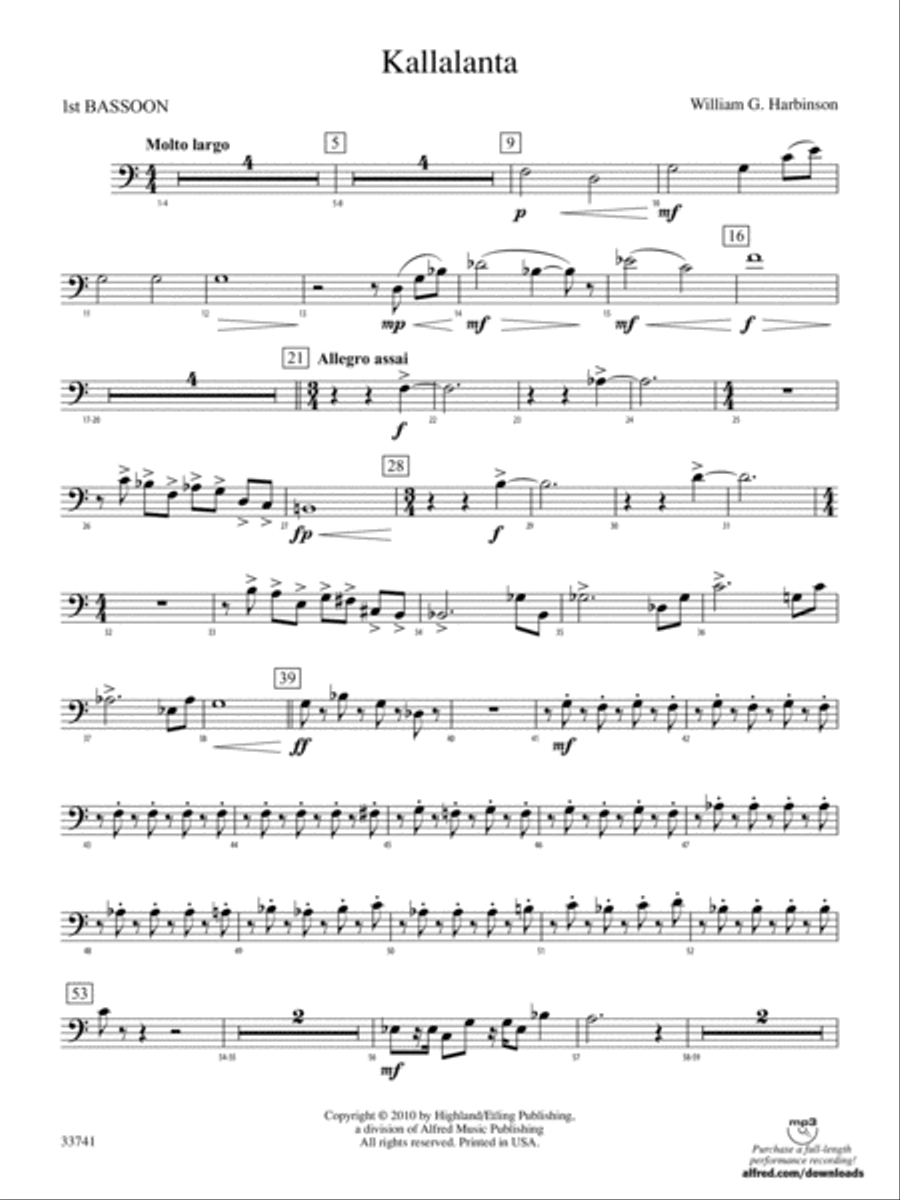 Kallalanta: Bassoon Full Orchestra scores gallery preview page 1