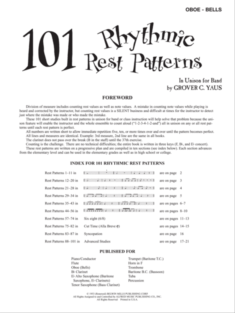 101 Rhythmic Rest Patterns Concert Band Methods scores gallery preview page 2