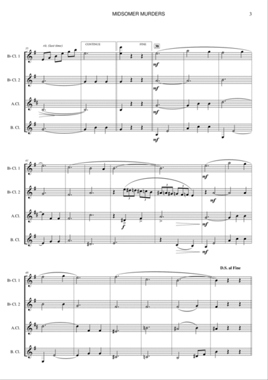 Midsomer Murders (main Title/cues) Woodwind Ensemble scores gallery preview page 3