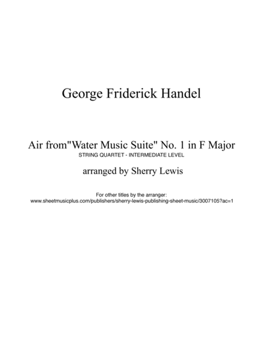 AIR from Water Music, String Quartet, Intermediate Level for 2 violins, viola and cello image number null