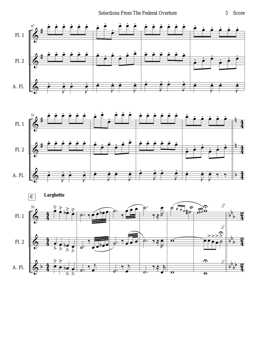 1794! Federal Overture for Flute Trio Flute Trio scores gallery preview page 5