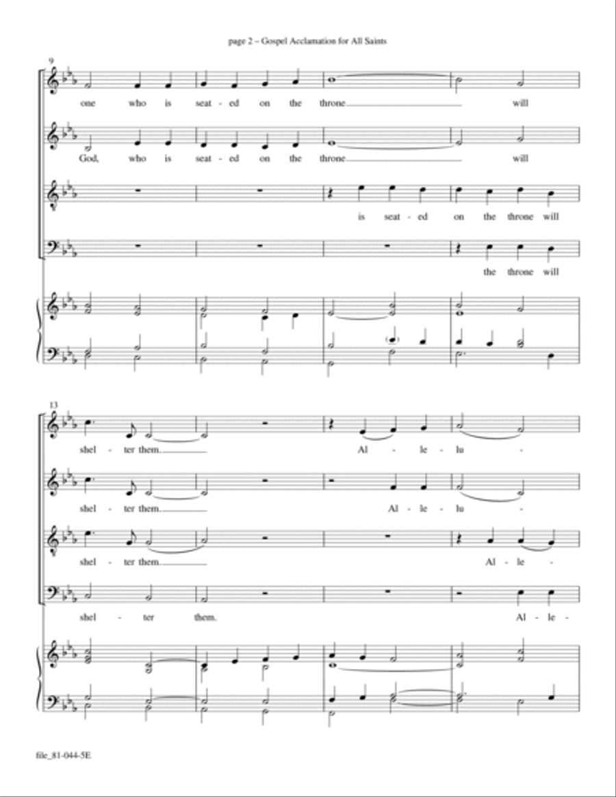 Gospel Acclamation for All Saints 4-Part scores gallery preview page 2