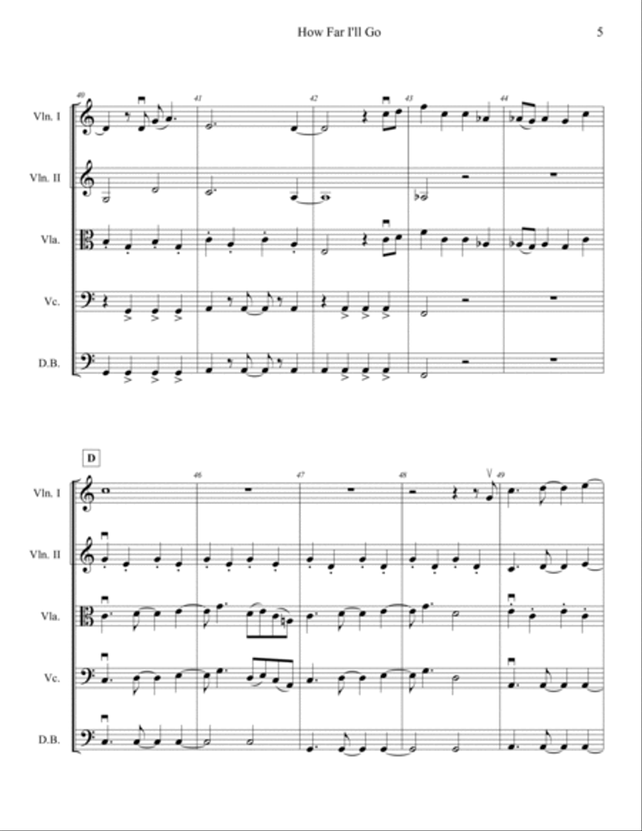 How Far I'll Go Score and Parts scores gallery preview page 5