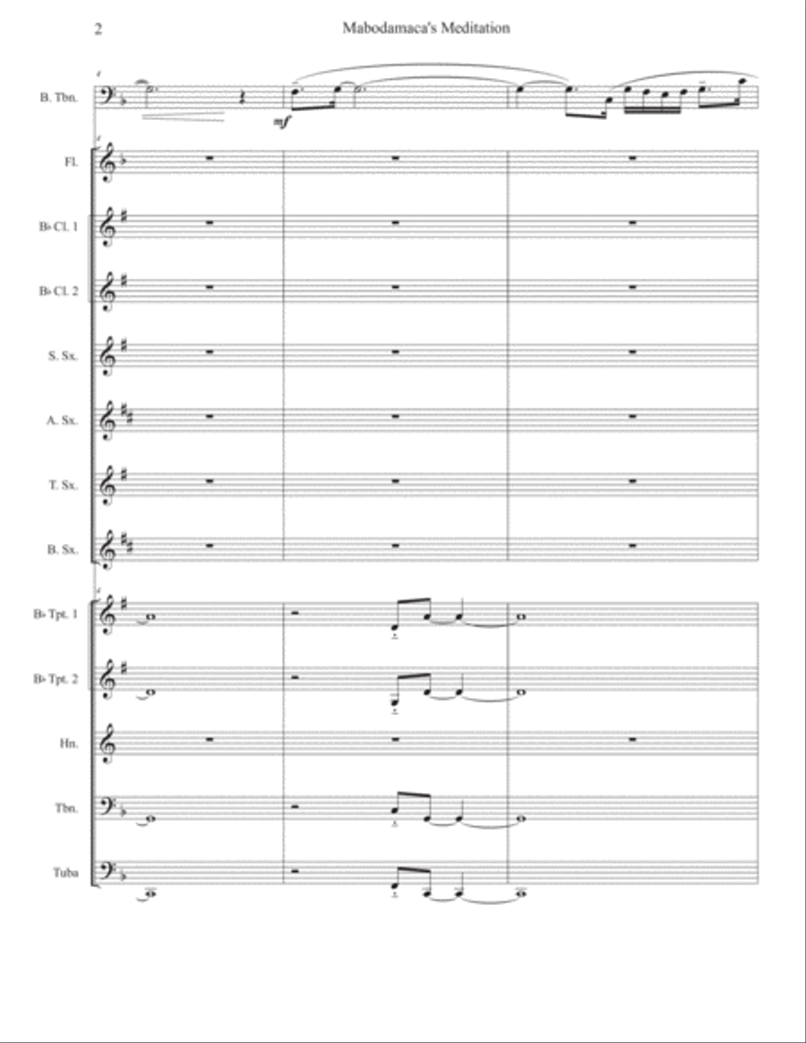 Mabodamaca's Meditation For Bass Trombone and Small Wind Ensemble Concert Band scores gallery preview page 3