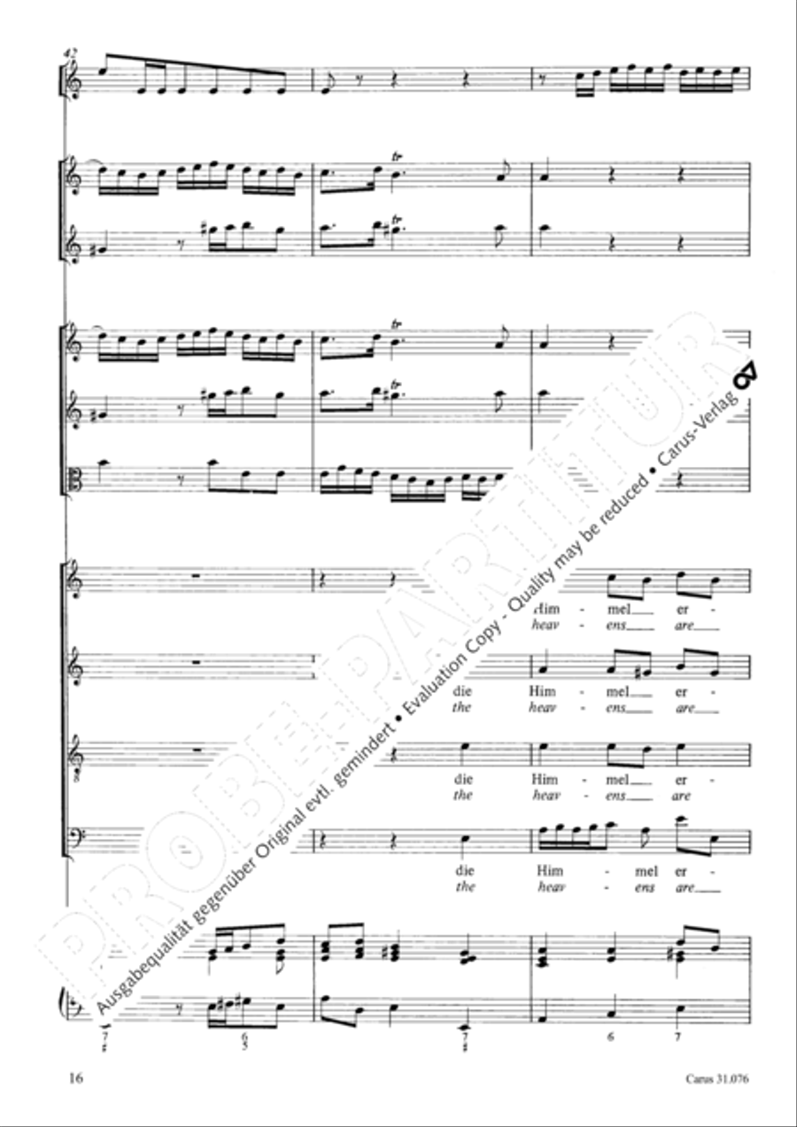 The heavens are telling the Father's glory (Die Himmel erzahlen die Ehre Gottes) 4-Part scores gallery preview page 17
