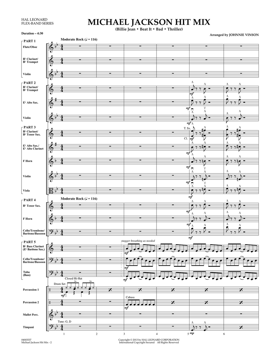 Michael Jackson Hit Mix - Conductor Score (Full Score) Concert Band scores gallery preview page 2