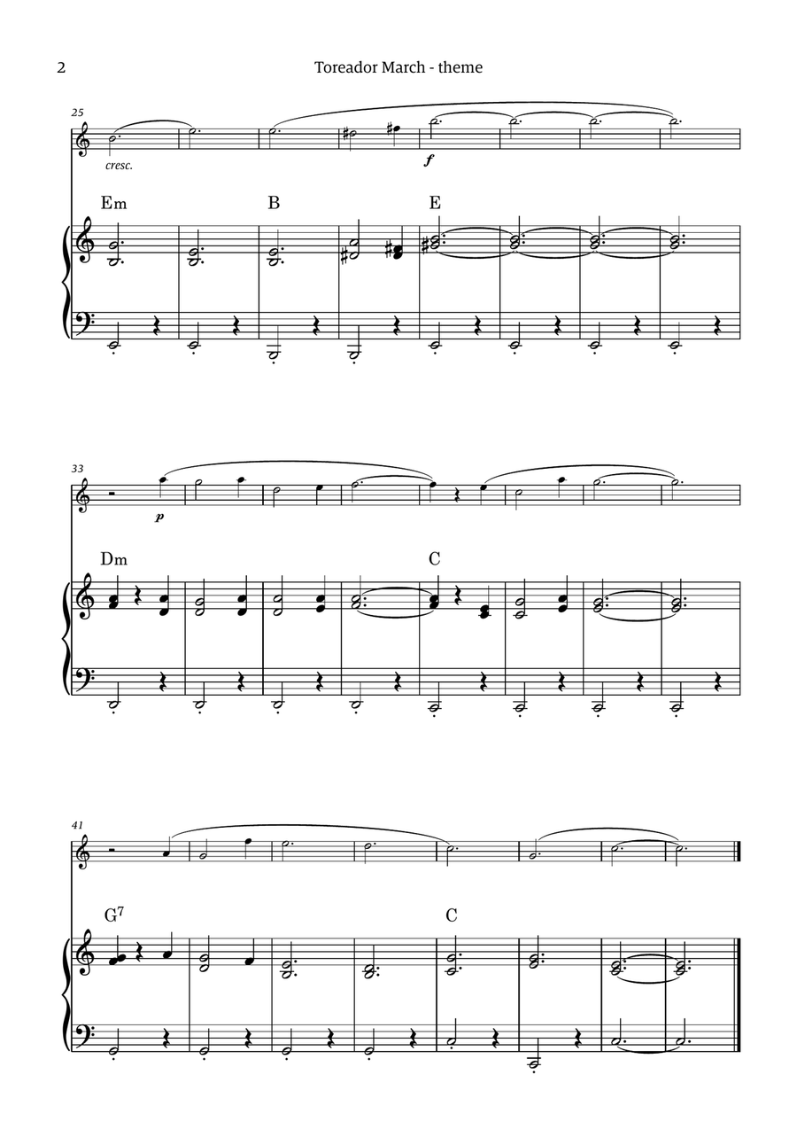 Toreador March (from the opera Carmen) - easy version Chamber Music scores gallery preview page 2