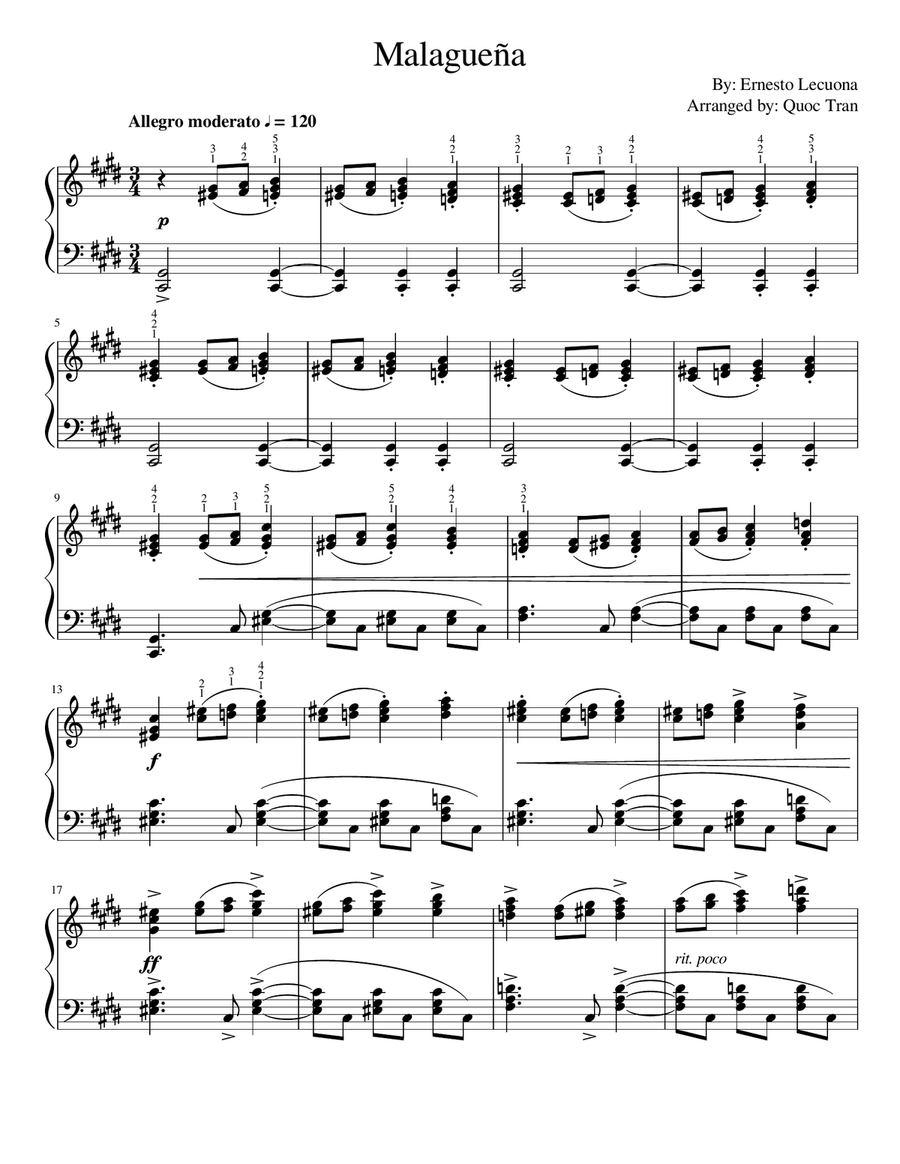 Malaguena piano cheap