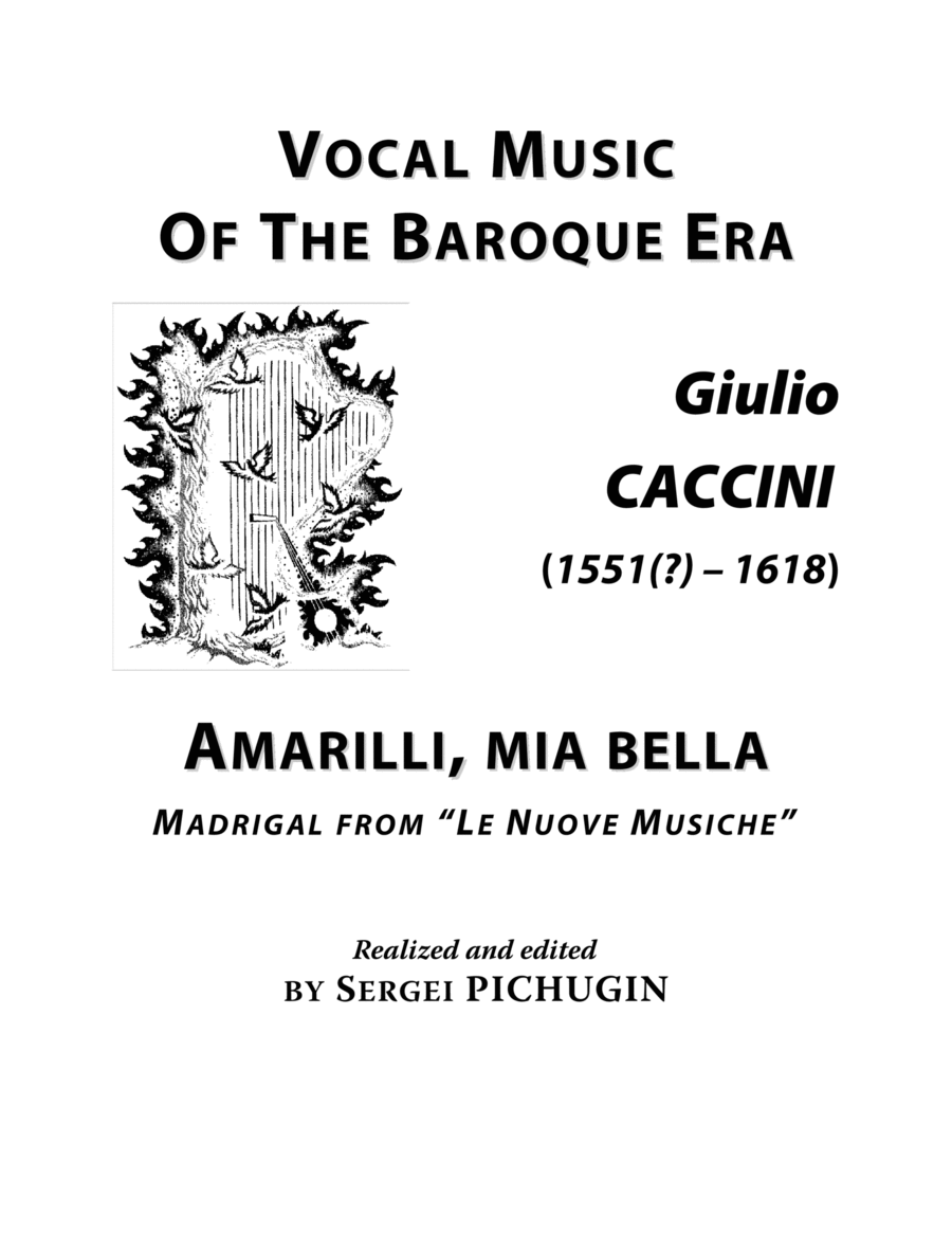 CACCINI Giulio: Amarilli, mia bella, aria, arranged for Voice and Piano (G minor) Small Ensemble scores gallery preview page 1