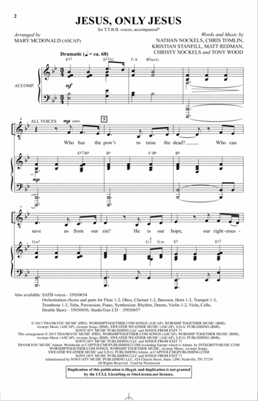 Jesus, Only Jesus TTBB scores gallery preview page 1