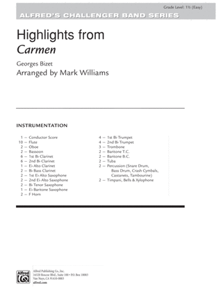 Book cover for Highlights from Carmen: Score