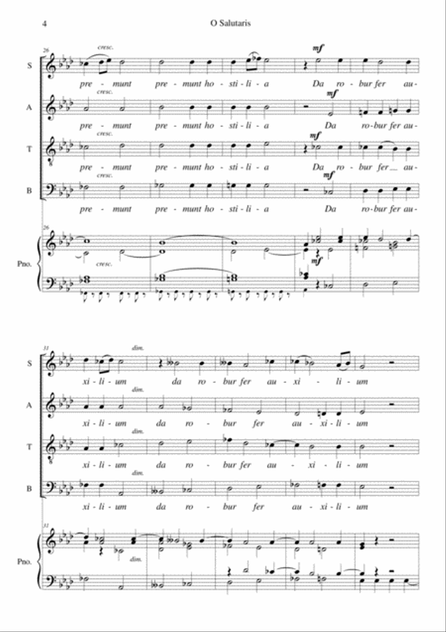 Gounod O Salutaris arranged for SATB choir and piano (or organ) 4-Part scores gallery preview page 4