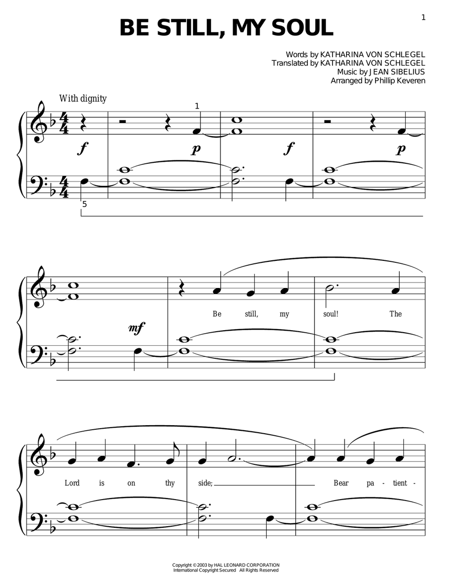 Be Still My Soul (arr. Phillip Keveren) Easy Piano scores gallery preview page 1