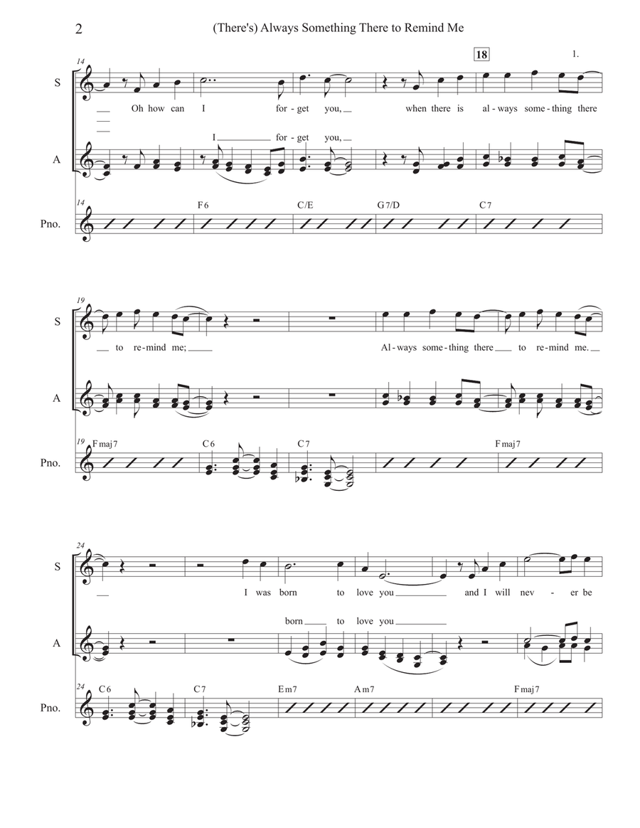(there's) Always Something There To Remind Me SSA scores gallery preview page 2