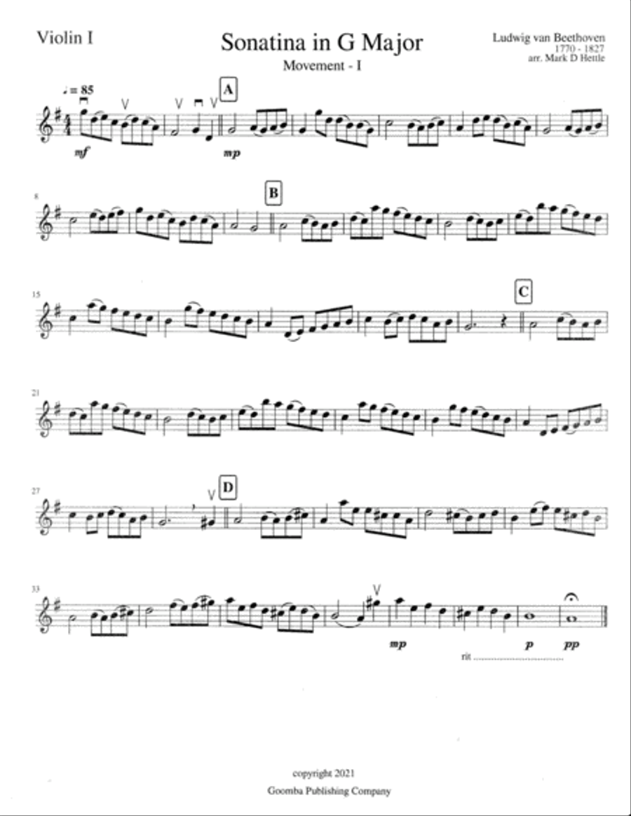 Sonatina in G Major String Orchestra scores gallery preview page 4