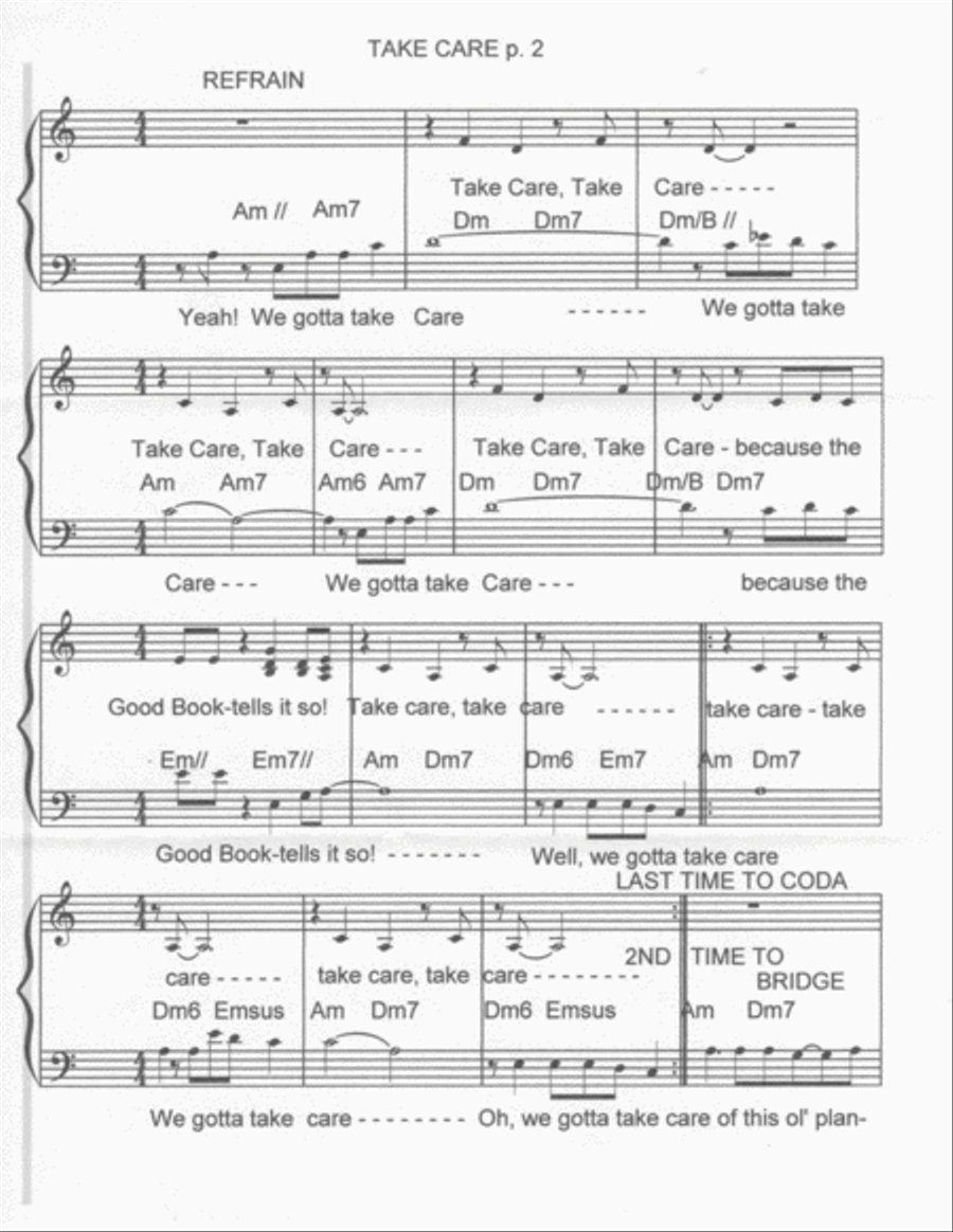 Take Care- SATB 4-Part scores gallery preview page 2