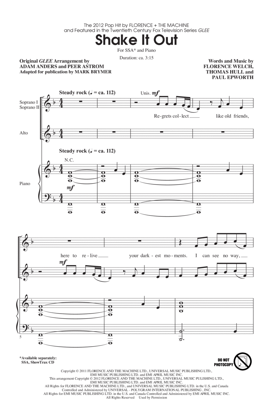 Shake It Out SSA scores gallery preview page 1