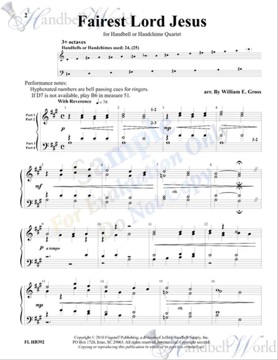 Fairest Lord Jesus Fairest Lord Jesus 4-Octaves scores gallery preview page 2