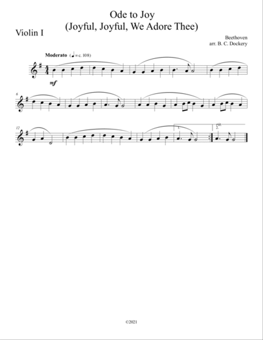 Ode to Joy (Joyful, Joyful, We Adore Thee) for String Quartet String Quartet scores gallery preview page 3