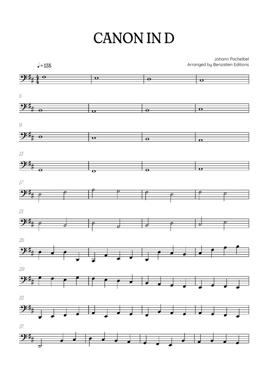Pachelbel Canon in D • bassoon sheet music Bassoon Solo scores gallery preview page 1