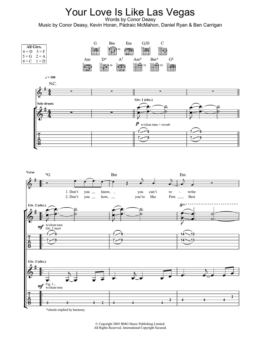 Your Love Is Like Las Vegas Acoustic Guitar scores gallery preview page 1