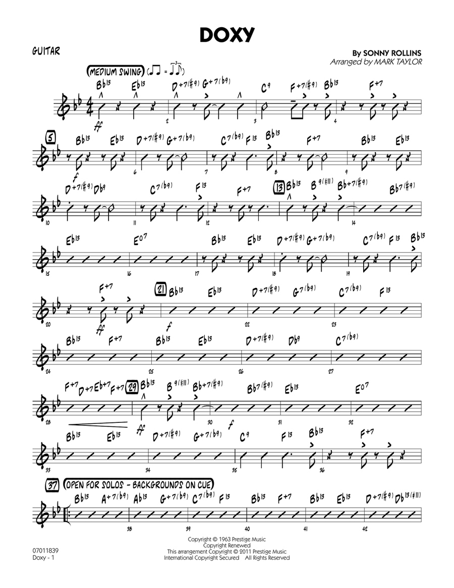 Doxy - Guitar Jazz Ensemble scores gallery preview page 1