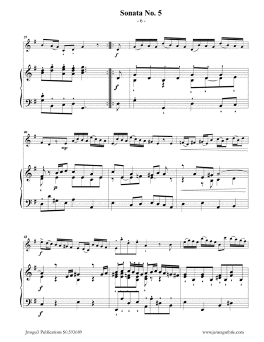 Vivaldi: Sonata No. 5 for Flute & Piano Flute Solo scores gallery preview page 6