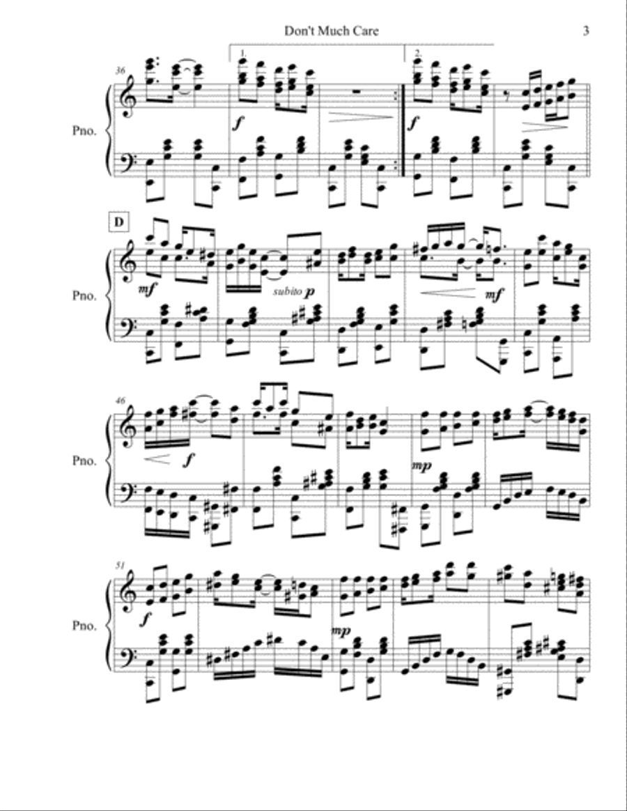 Don't Much Care: A Piano Rag Piano Solo scores gallery preview page 4