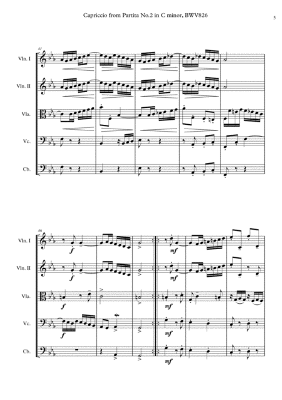 Capriccio from Partita No.2 in C minor, BWV 826 Cello scores gallery preview page 5
