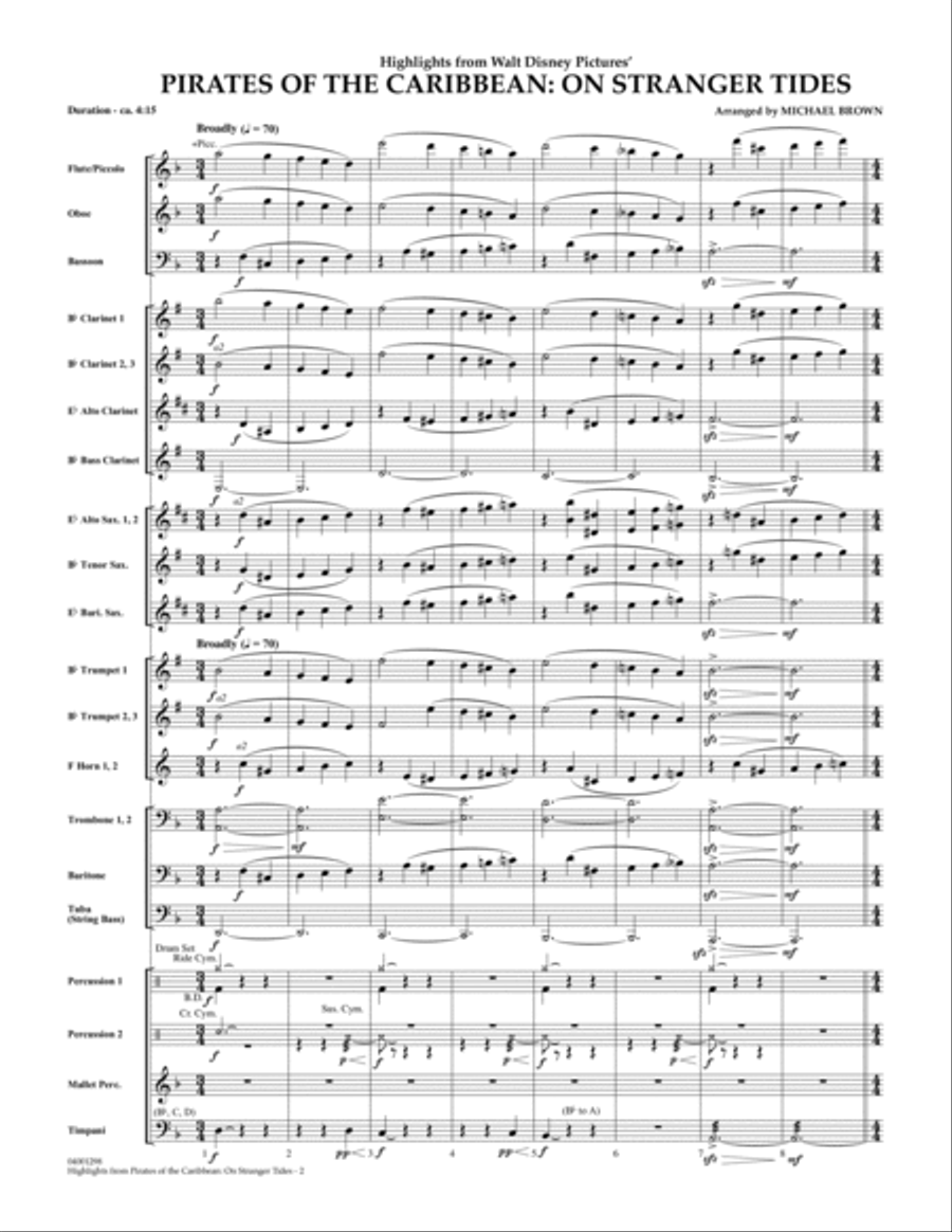 Highlights from Pirates Of The Caribbean: On Stranger Tides - Full Score Concert Band scores gallery preview page 2
