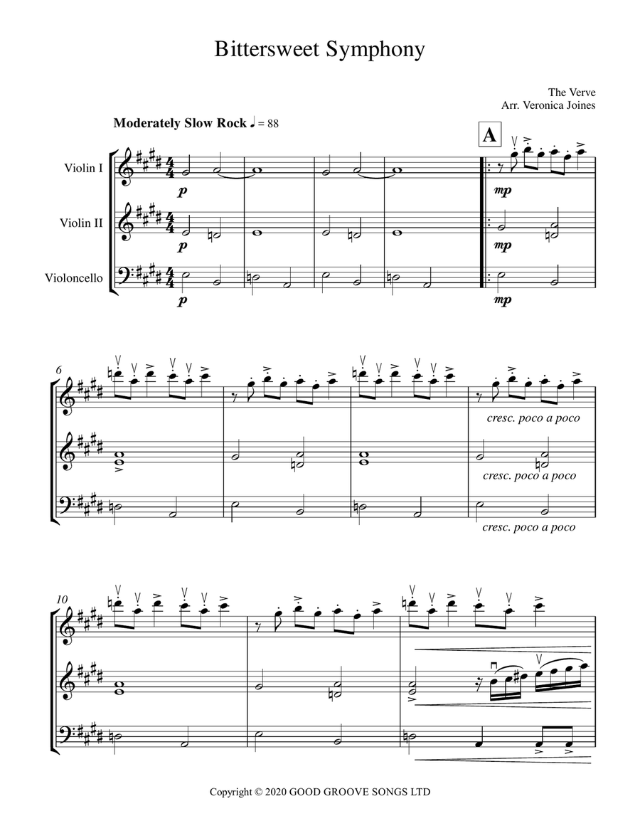 Bittersweet Symphony String Trio scores gallery preview page 2