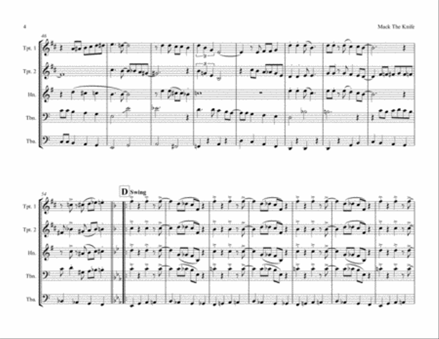 Mack The Knife Mack The Knife Brass Ensemble scores gallery preview page 4