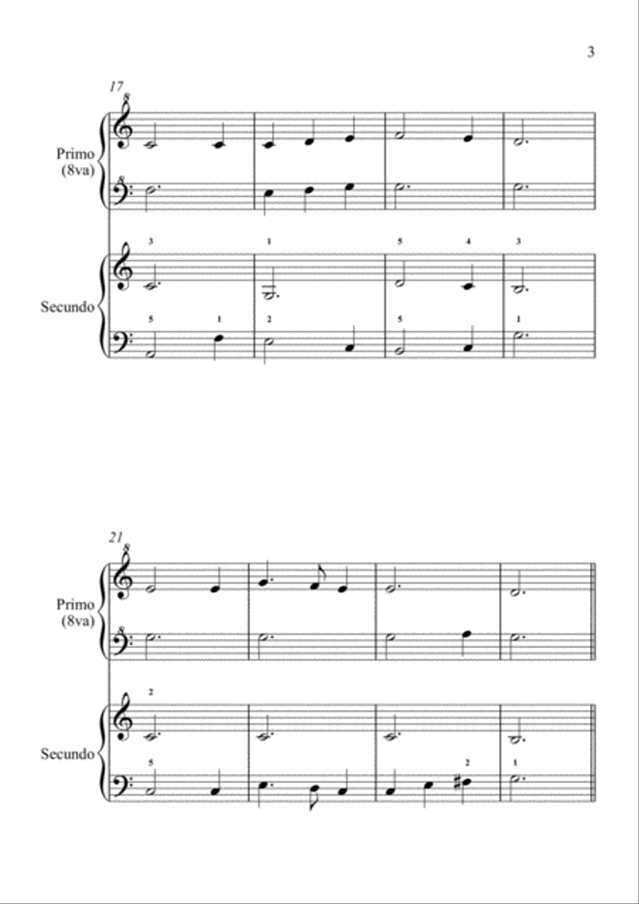 Sah ein Knab ein Roeslein stehn - German Folk Song - Piano Duet (4 Hands) Easy Piano scores gallery preview page 3