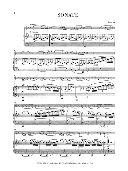 Sonata in F Major, Opus 25, No. 5, Spring for Flute and Piano