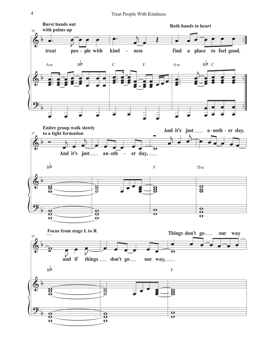 Treat People With Kindness Unison Choir scores gallery preview page 4