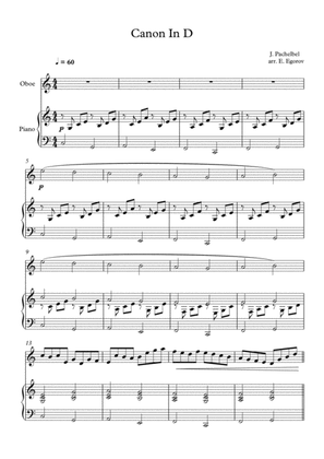 Canon In D, Johann Pachelbel, For Oboe & Piano
