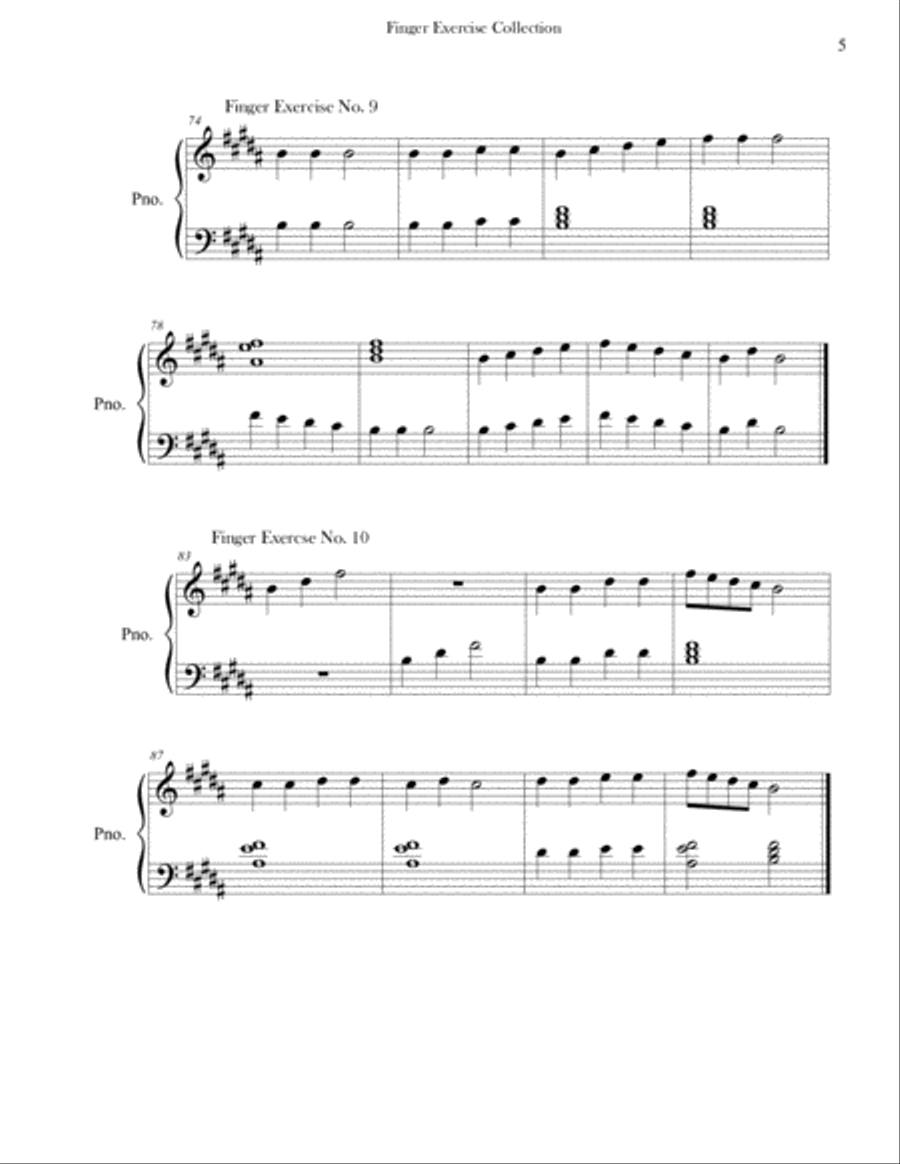 Finger Exercise Collection (24 exercises in B major) Piano Method scores gallery preview page 5