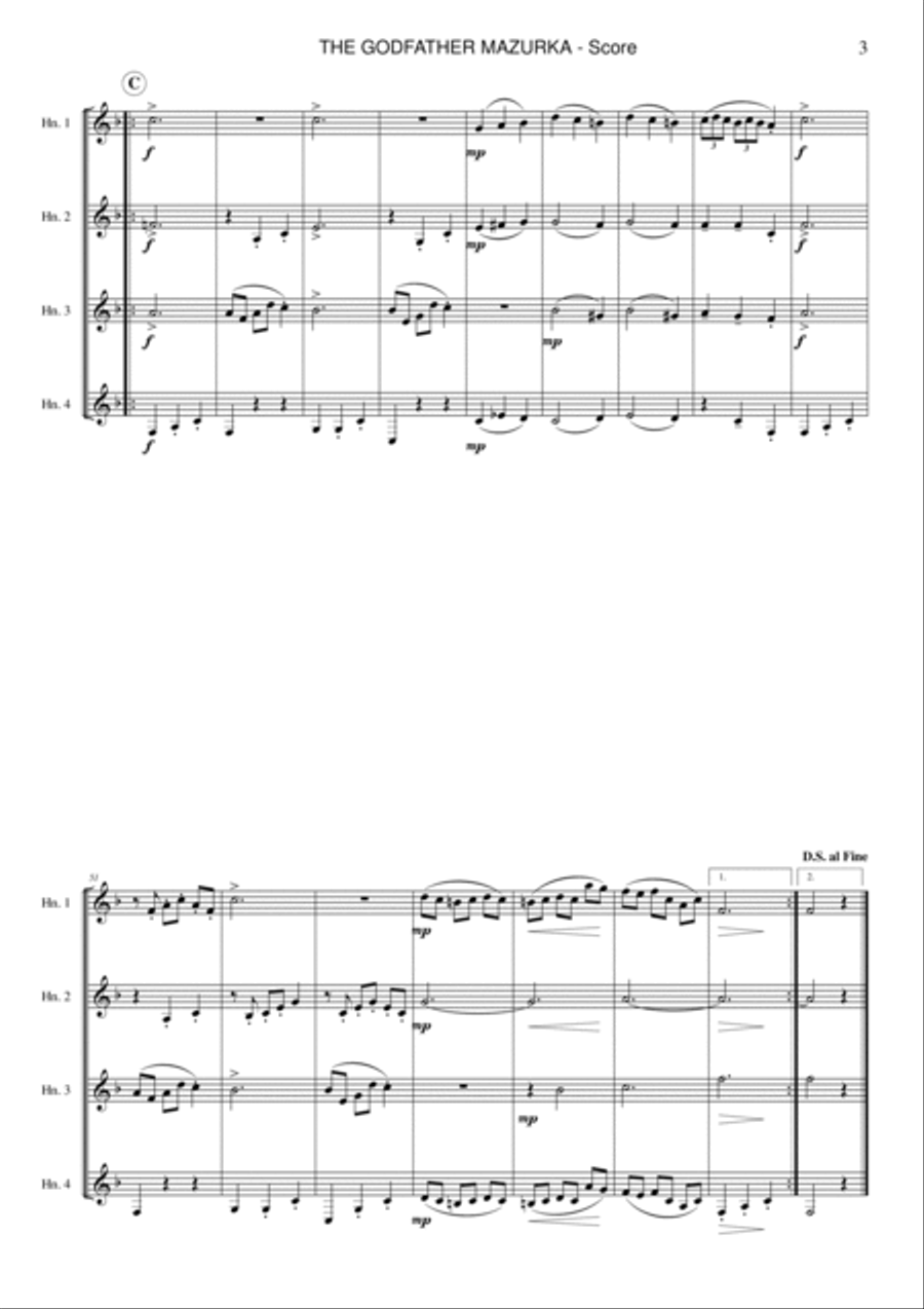 The Godfather Mazurka Brass Quartet scores gallery preview page 3
