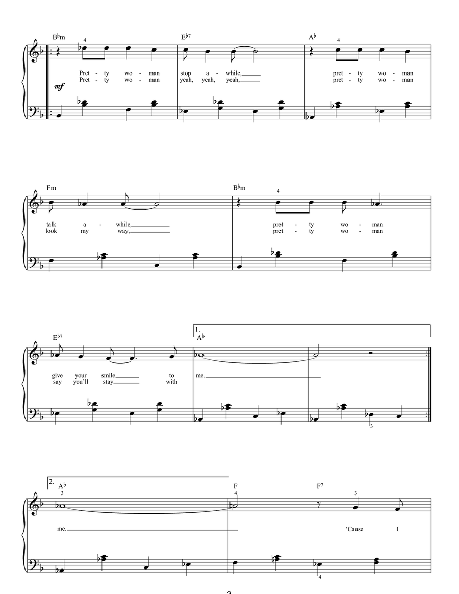 Oh, Pretty Woman Easy Piano scores gallery preview page 3