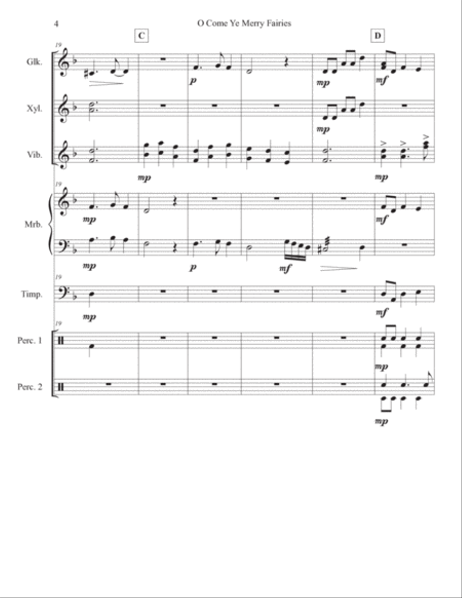 O Come Ye Merry Fairies Percussion Ensemble scores gallery preview page 4