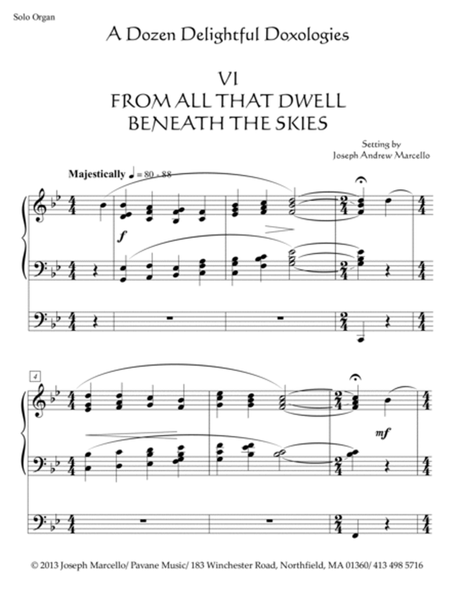 Delightful Doxology VI - 'From All That Dwell Beneath the Skies' - Organ - Key of Bb image number null