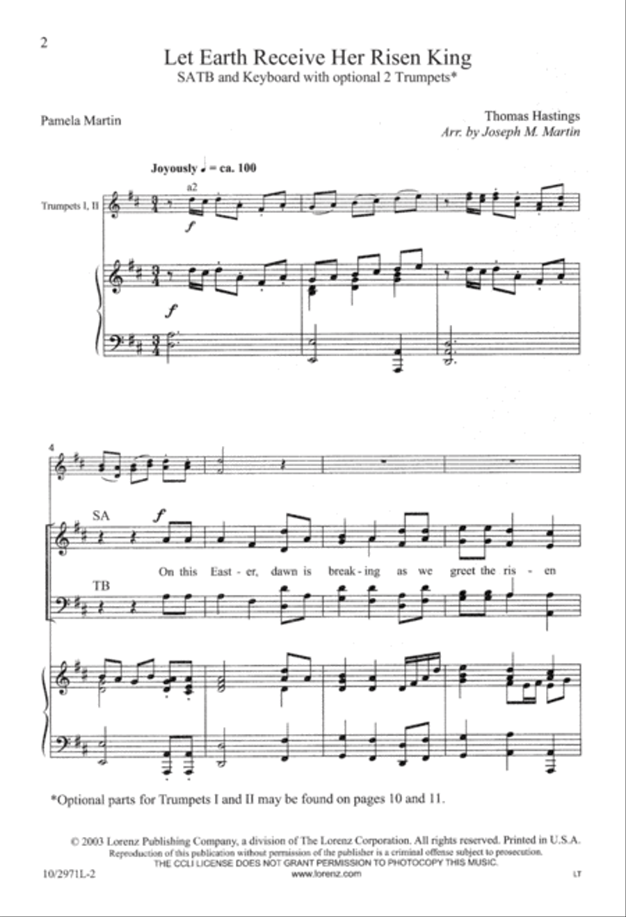 Let Earth Receive Her Risen King 4-Part scores gallery preview page 2