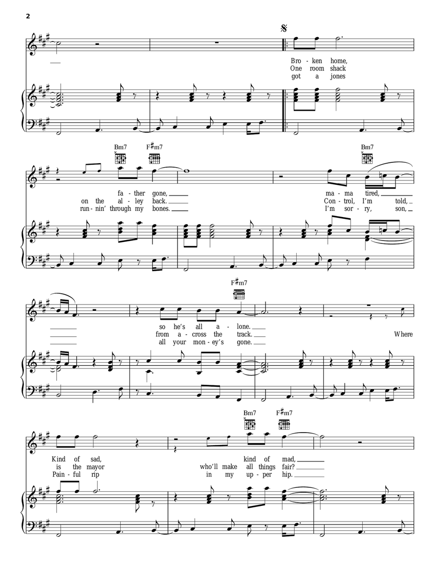 Ghetto Child (Little Child Runnin' Wild) Piano, Vocal, Guitar scores gallery preview page 2