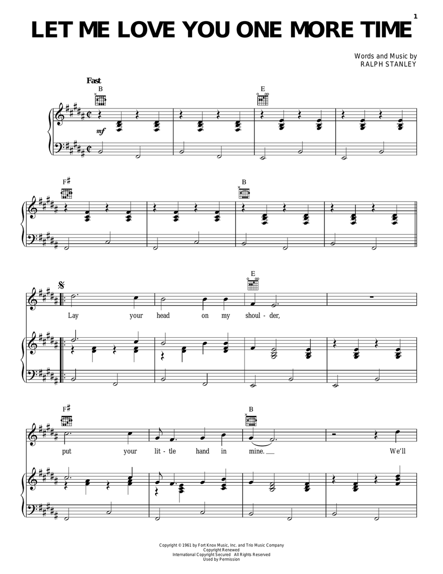 Let Me Love You One More Time Piano, Vocal, Guitar scores gallery preview page 1